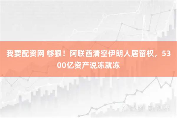 我要配资网 够狠！阿联酋清空伊朗人居留权，5300亿资产说冻就冻